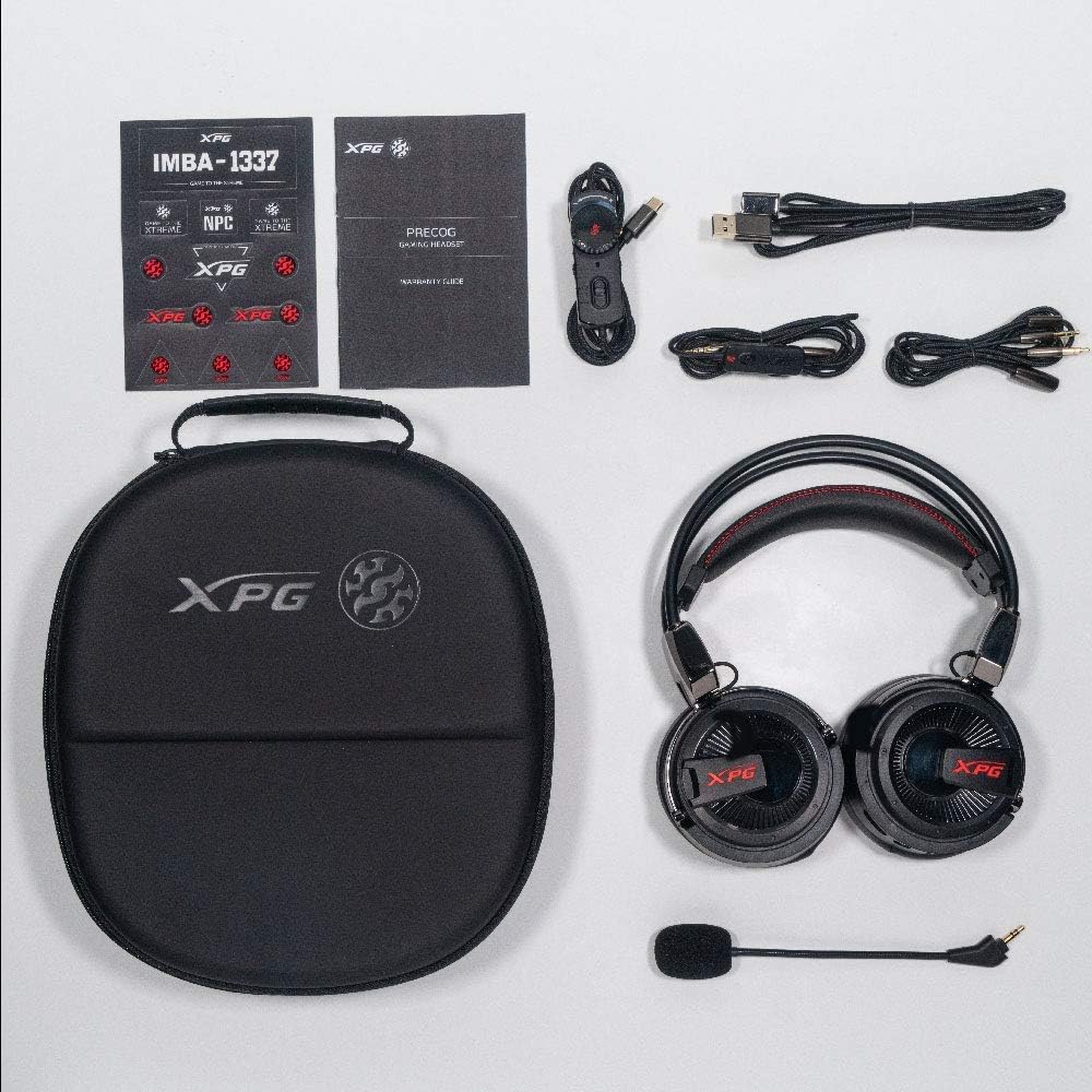 XPG Precog Gaming Headset with Mic Hi-Fidelity Dual Drivers 7.1 Virtual Surround Sound (XPG Precog), One Size