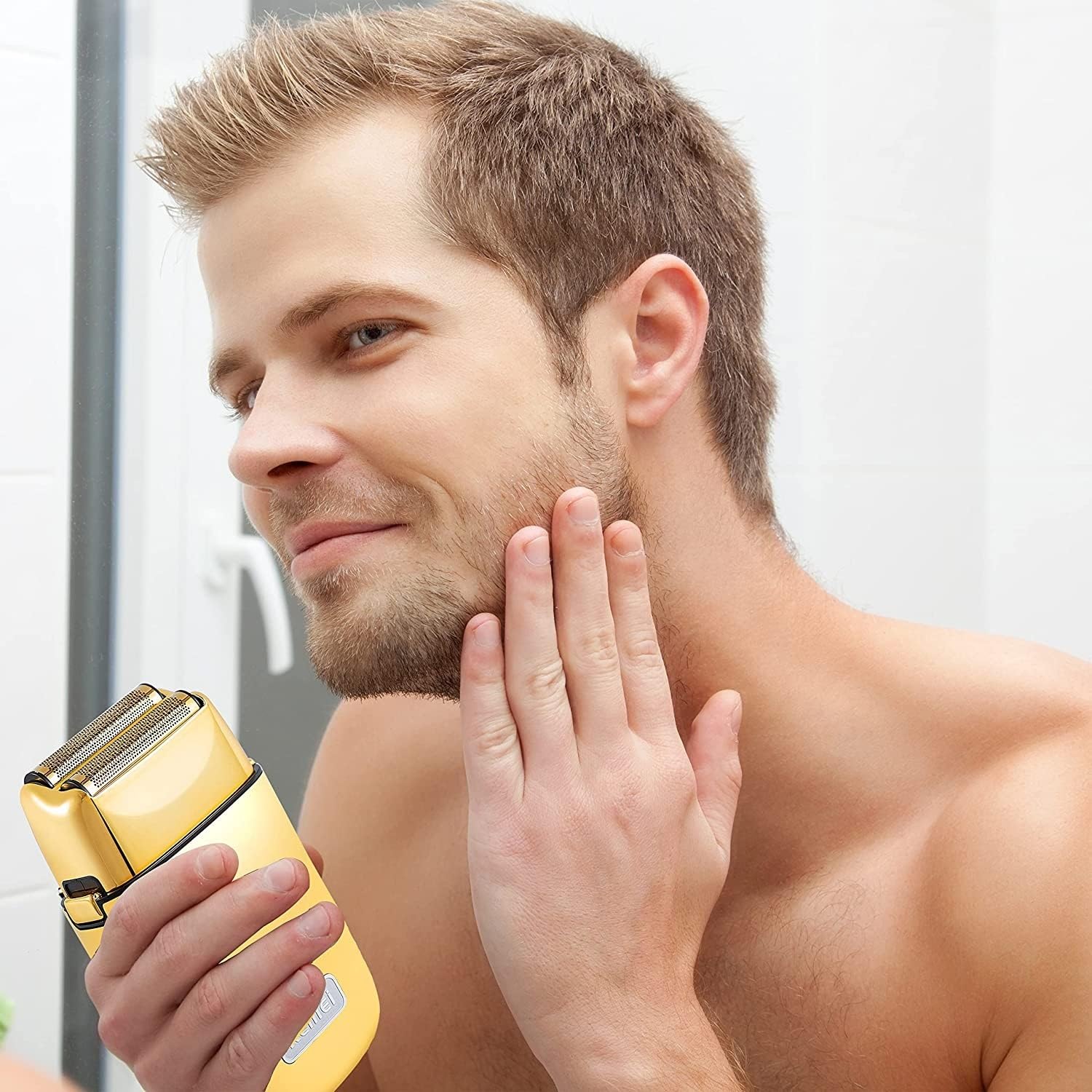 Men's Shaver, Full Metal Electric Shaver For Men Hair Beard Electric Razor Bald Head Shaving Machine Finishing Fades Rechargeable (Color : Silvery with box)