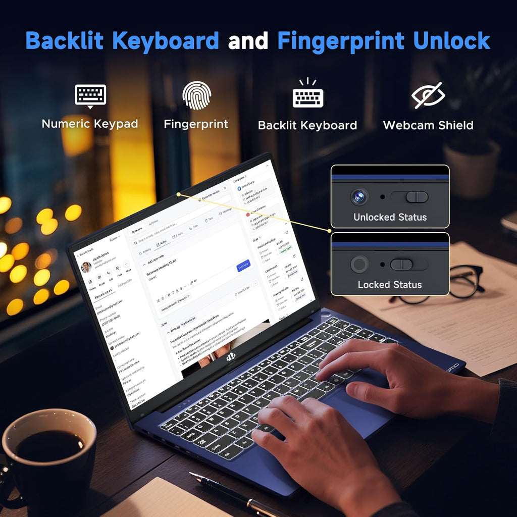 NIMO 2026 Laptop 15.6' FHD – AMD Ryzen 7 7735HS 8C/16T, Radeon 680M, 16GB DDR5, 1TB NVMe SSD, Backlit Keyboard, Fingerprint Unlock, 100W USB-C PD – Ideal for Students, Professionals, Creators