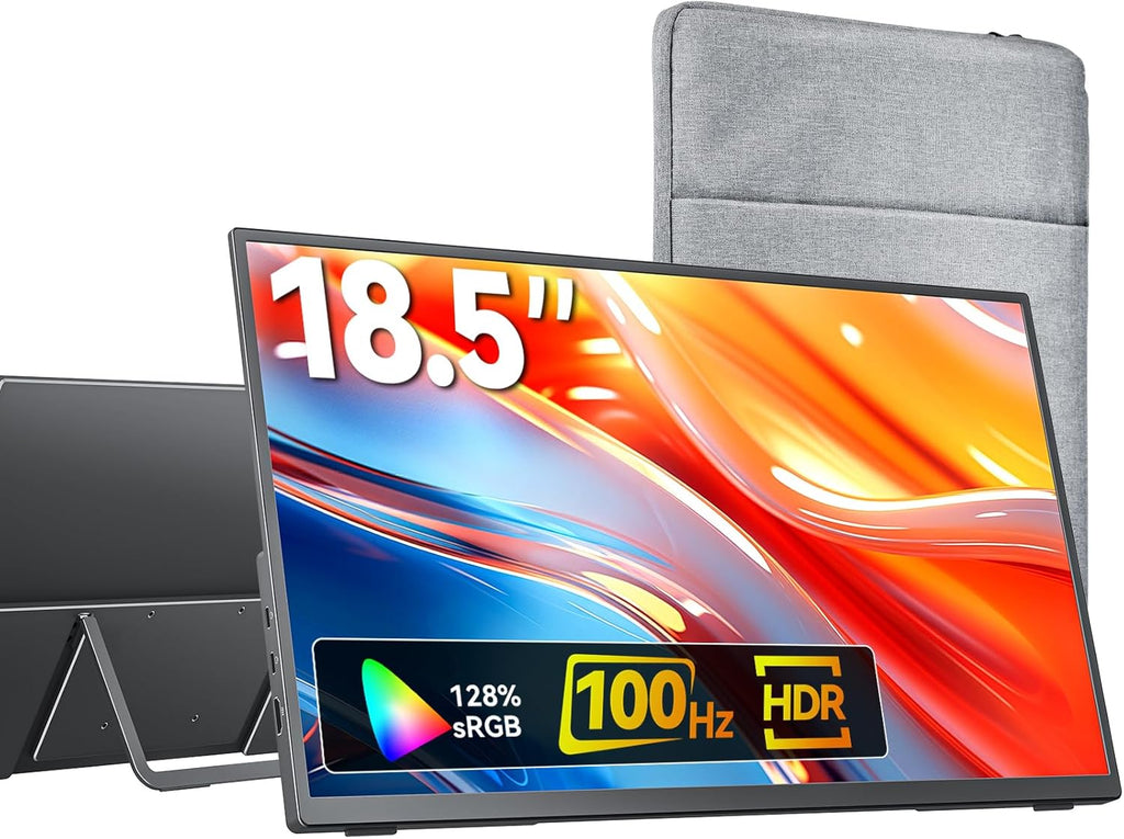 kksmart Portable Monitor for Laptop MacBook Surface PC Xbox PS5, Travel Monitor Second Screen for Laptop, HDMI USB-C VESA Compatible Built-in Speaker, 18.5
