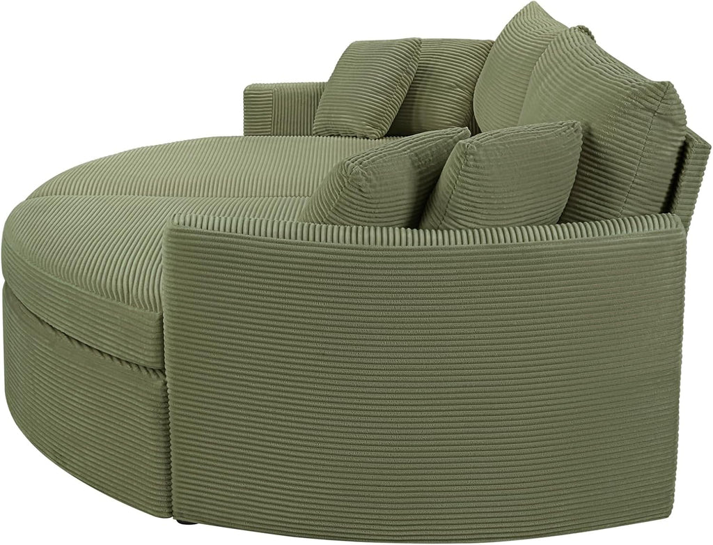 Merax 102.3' Oversized Double Chaise Lounge Indoor, Comfy Corduroy Upholstered Loveseat Sleeper Sofa Bed, Deep Seat Cloud Couch with USB Ports and Throw Pillows for Living Room, Green