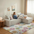Boneless Sectional Couch, Cloud Modular Sofa, Memory Foam Compressed Couches Sofa in a Box, No Assembly Corduroy Fabric Living Room Furniture, Oversized Double-Layer Soft Cushion Luxury Sofa