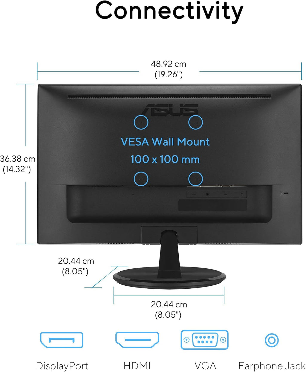 ASUS 22' Eye Care Monitor (VP229QF) – 100Hz, IPS, Full HD, 99% sRGB, Frameless, Adaptive-Sync, DisplayPort, HDMI, Low Blue Light, Flicker Free, Wall Mountable, 3 yr Warranty