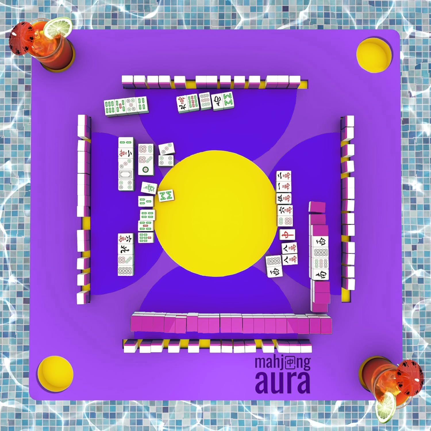 Floating Mahjong Table for Pool - Swimming Pool and Hot Tub Float Board for Card Games, Scrabble, Dominoes, Poker - Adults Pools Game Tray for Water and Lake - Domino Floater (Purple)