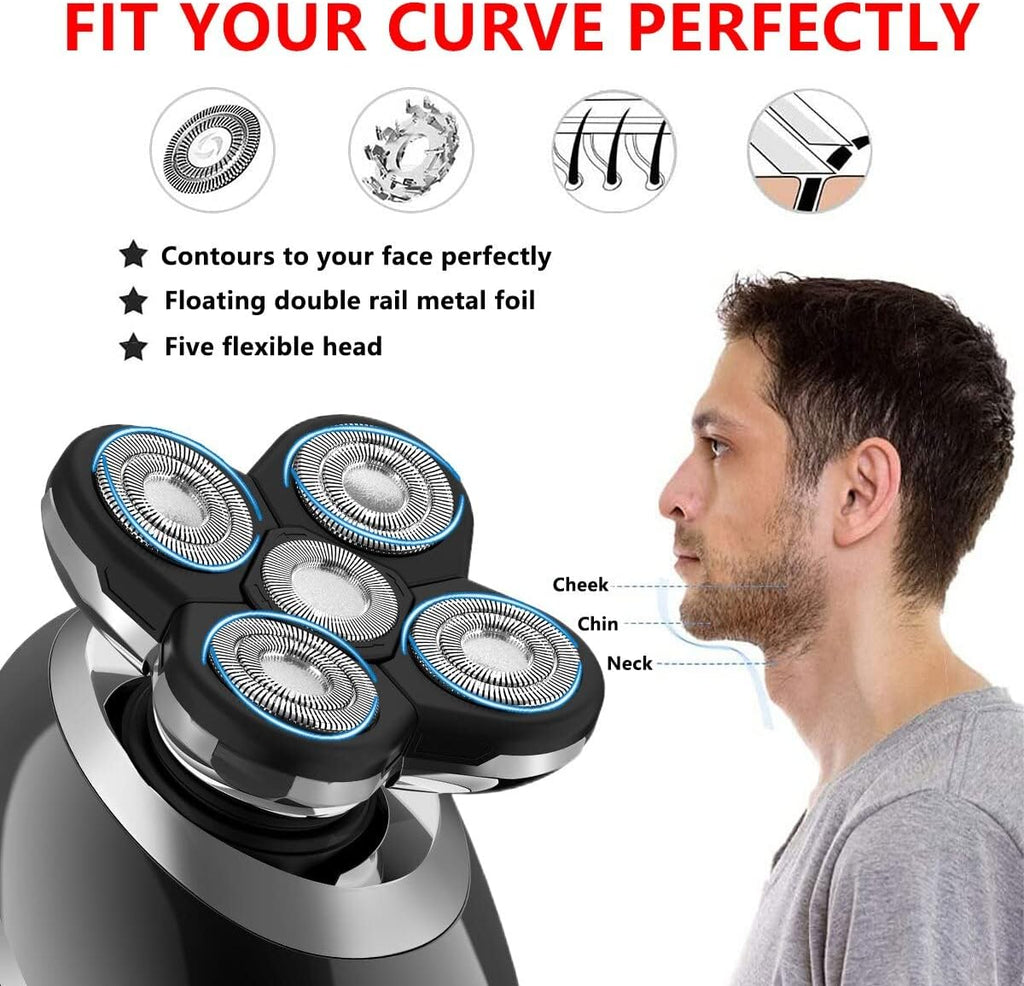 Electric Razor for Men, 5 IN 1 Electric Shaver For Men Beard Hair Trimmer Electric Razor 5D Floating 5-Blade Heads Electric Nose Hair Trimmer Rechargeable