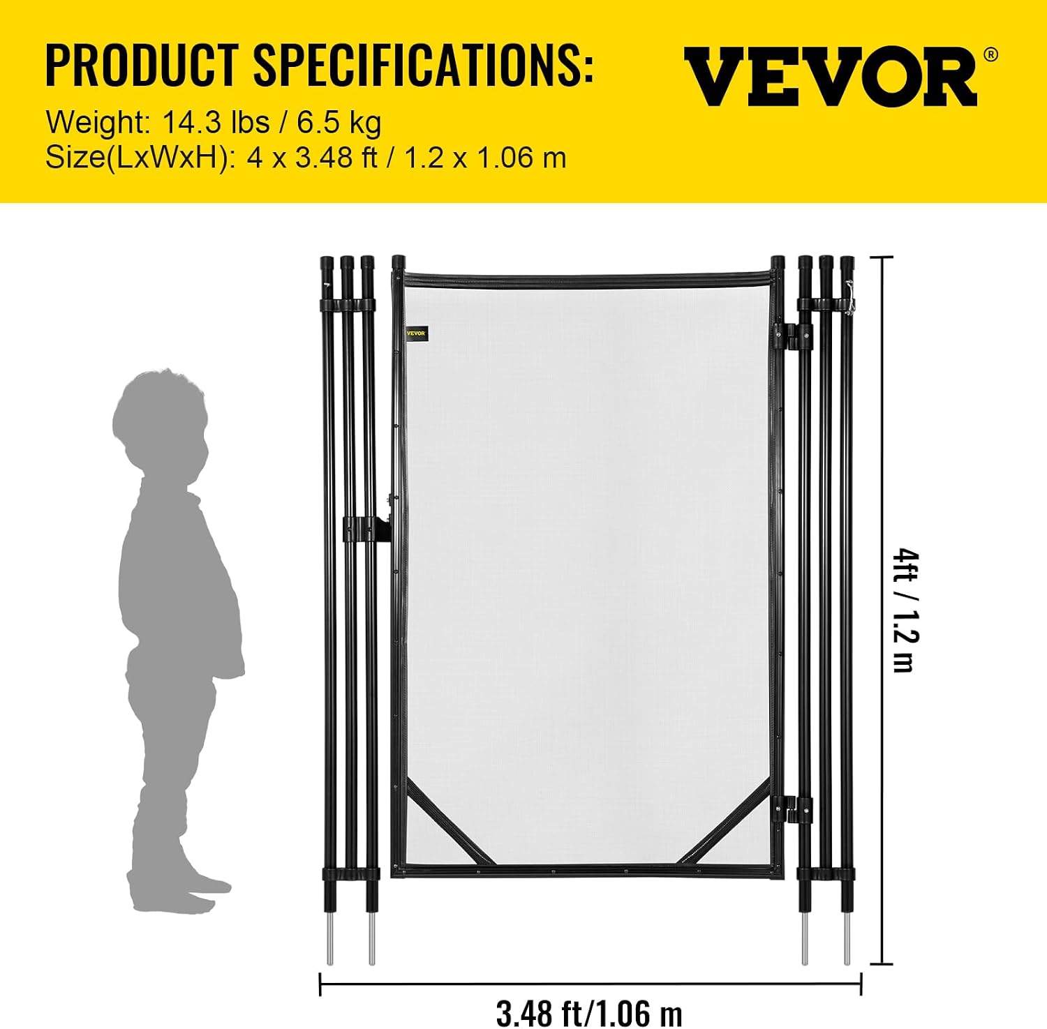 Happybuy Removable Pool Safety Fence Door, 4x2.5FT, Manual Lock, Black, Adaptive with Happybuy Pool Fence