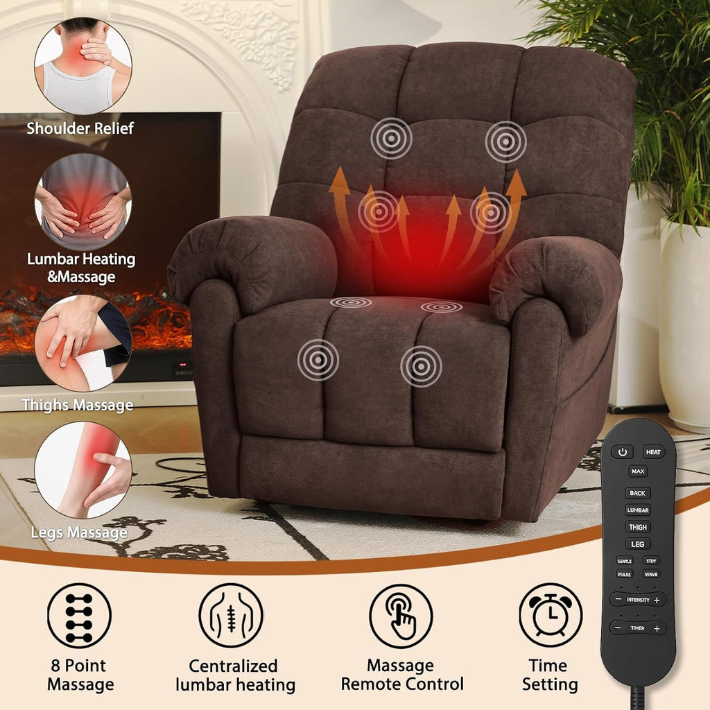 EONIX Mordern Massage Rocker Recliner Chair, Dual Motor Power Rocking Recliners for Small Spaces, Lazy Boy Recliner Chair with Heat and Massage for Living Room, Bedroom, Study, Coffee