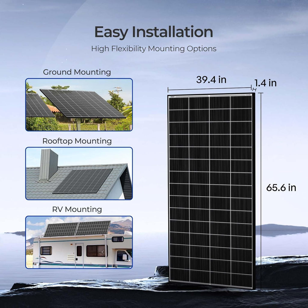 Renogy Solar Panels 1920 Watt, 6PCS 320W Solar Panel, N-Type 18BB Monocrystalline On/Off Grid, 25% Cell Efficiency IP68 Weatherproof Solar Module for 12/24 Volts PV System Homes Rooftop Farm Garden