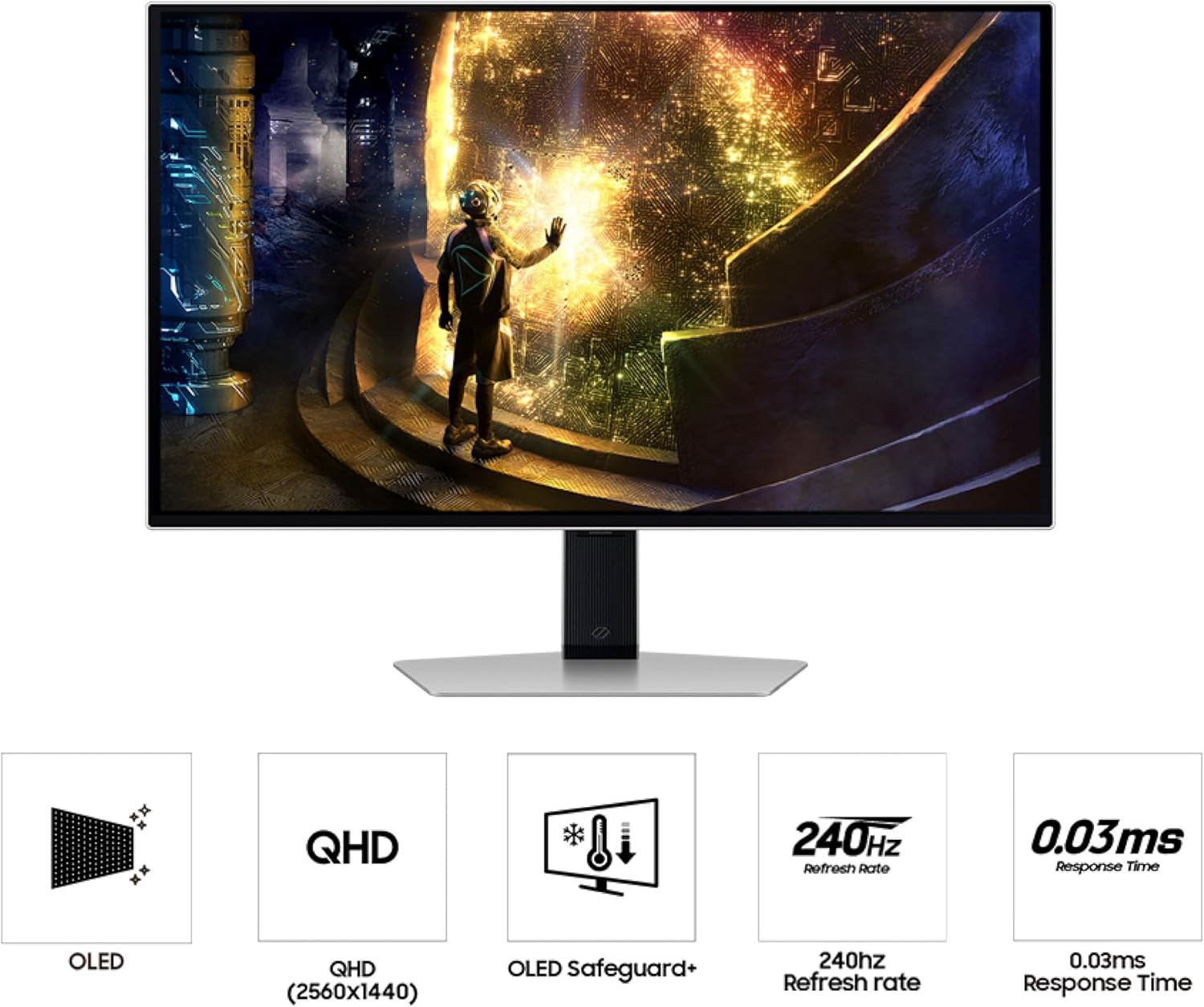 SAMSUNG 27' Odyssey OLED G6 (G61SD) QHD & QD-OLED 240Hz 0.03ms FreeSync Premium Pro Gaming Monitor with Sleek Metal Design, 3 Year Warranty, US, LS27DG610SNXZA, 2024 (Renewed)
