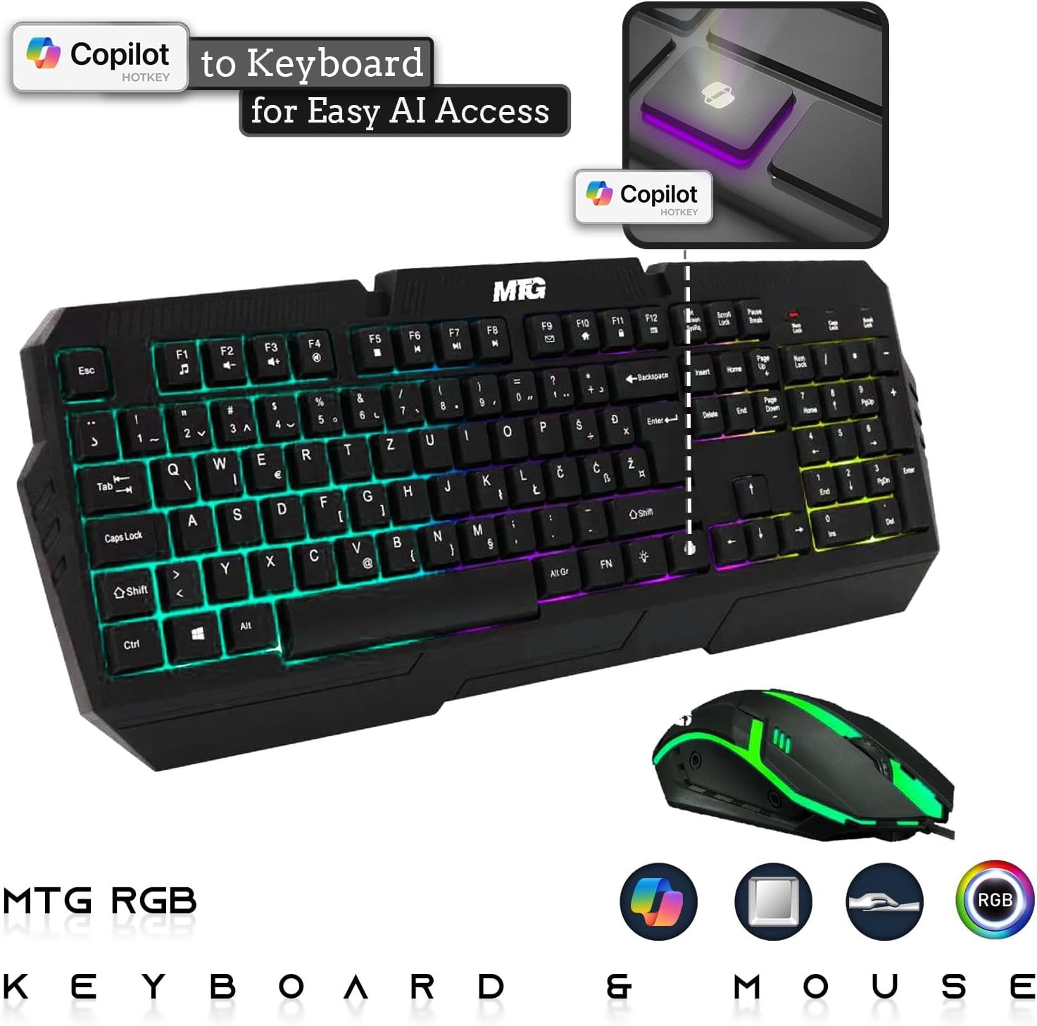 TechMagnet Nova Gaming Desktop PC Bundle with Core i7 32GB RAM 1TBSSD 24 inch Curved Monitor RTX 2060 Graphics RGB Keyboard with AI-Enabled Copilot Key Mouse Headphones Webcam Windows 11(Renewed)
