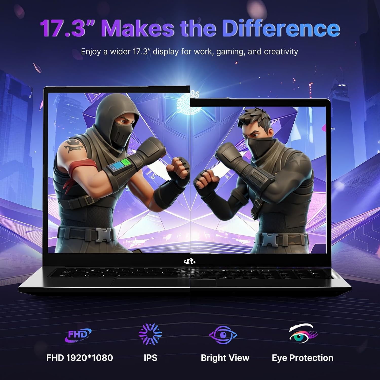 NIMO 17.3' Business-Laptop Ryzen 9 8945HS, 32GB RAM 2TB SSD, Radeon 780M, 54W Max TDP, 75Wh Battery, USB-C 4.0, PD 100W, Backlit Keyboard, Fingerprint Unlock, FHD Laptop for Gaming Student Office