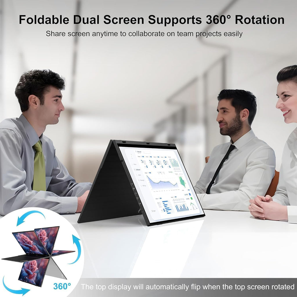 wisecoco 13.3'' Dual Touch Screen OLED Triple Monitor IPS FUD 1080P USB-C HDMI HDR Secondary Display Foldable Laptop PC Gaming Monitor 100% sRGB Windows Mac Android Plug&Play Flip S3+