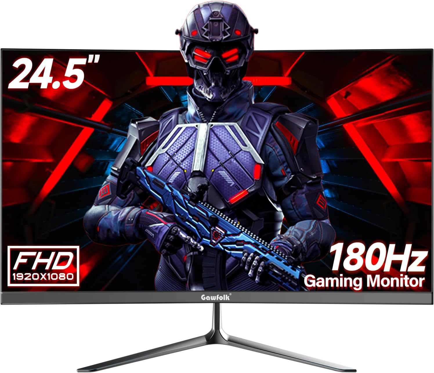 25 Inch Gaming Monitor, 144hz/180hz Computer Monitor FHD 1080P PC Monitors,Frameless Curved Monitors VA,sRGB 100%, DisplayPort, HDMI,Eye Care, Wall Mount Compatible (Black)
