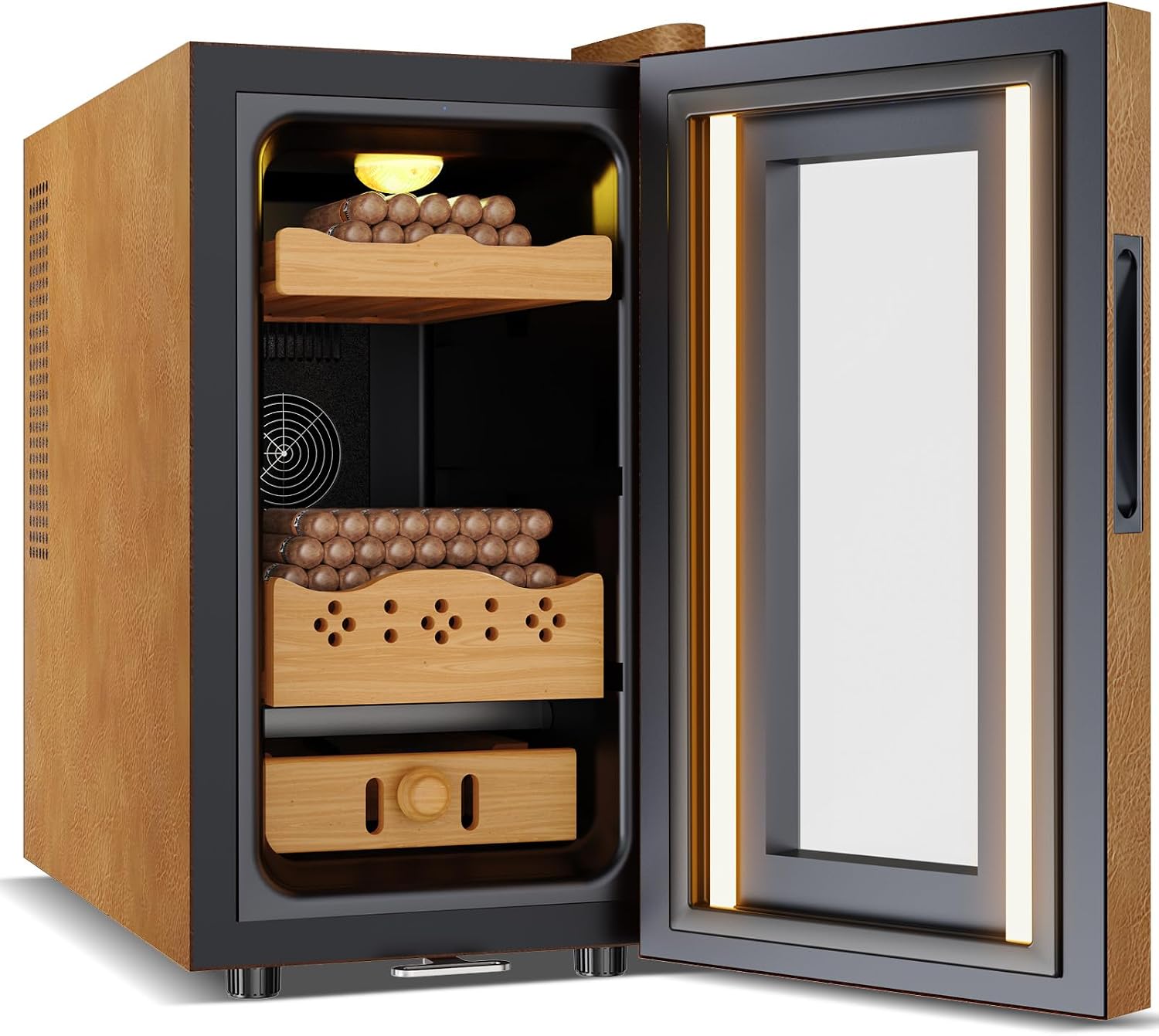 25L Electric Humidor with Upgraded Design, 200 Counts Large Capacity,Thermostatic Electric Cooler Cabinet with Digital LED Screen, Safety Lock,Smart Humidity & Temp Control, Gifts for Men