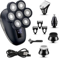 Electric Razor for Men, 5 IN 1 Waterproof 7-blade Shaving Machine Rechargeable Beard Bald Electric Shaver For Men Body Hair Trimmer Grooming Kit Electric Razor