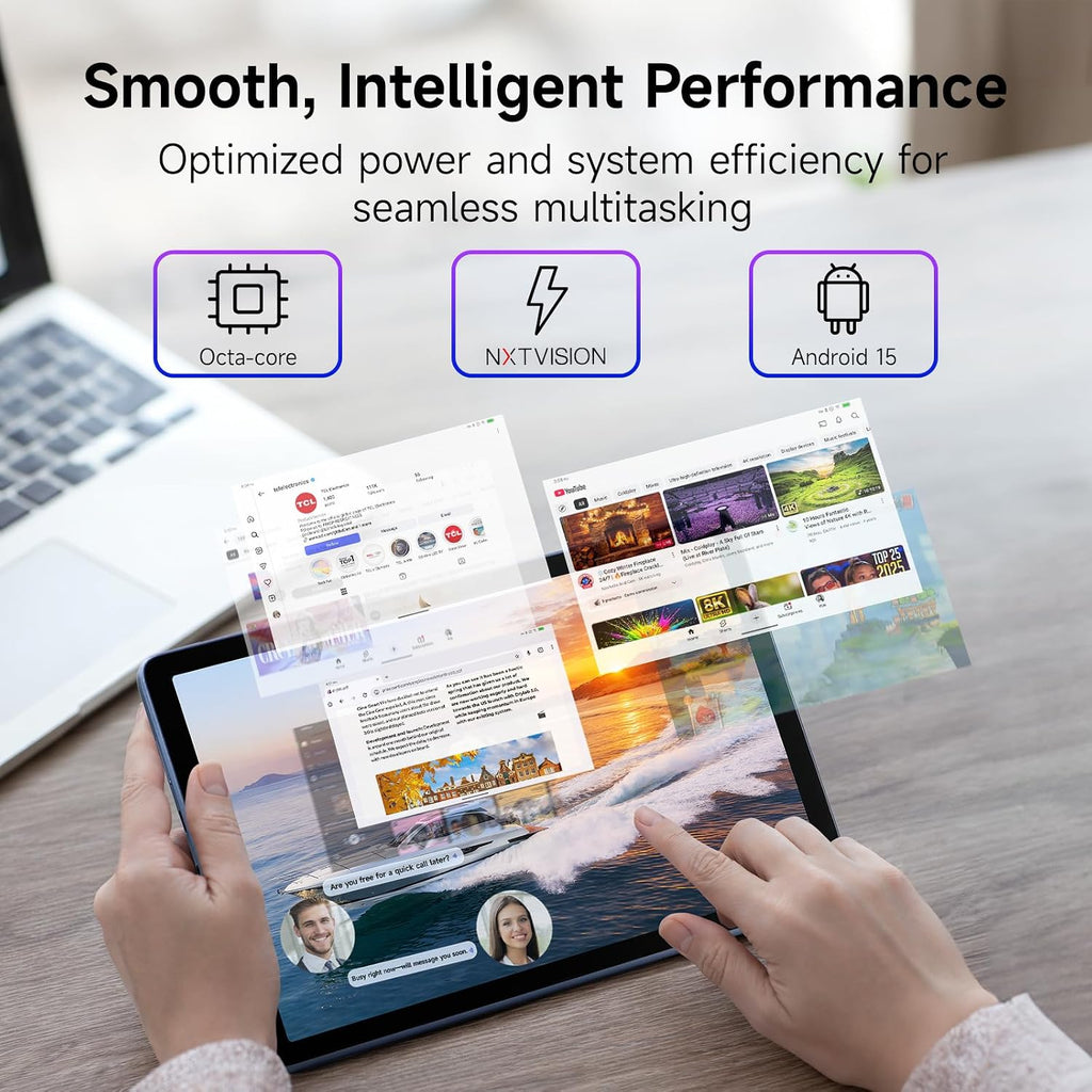 TCL TAB 10 Gen 4 Android Tablet, 10.1' FHD IPS Display, Octa-Core CPU, 12GB RAM (4GB+8GB), 128GB Storage, 6000mAh Battery, Android 15, Wi-Fi, Metal Body, Tablet for Students, Young Adults & Families