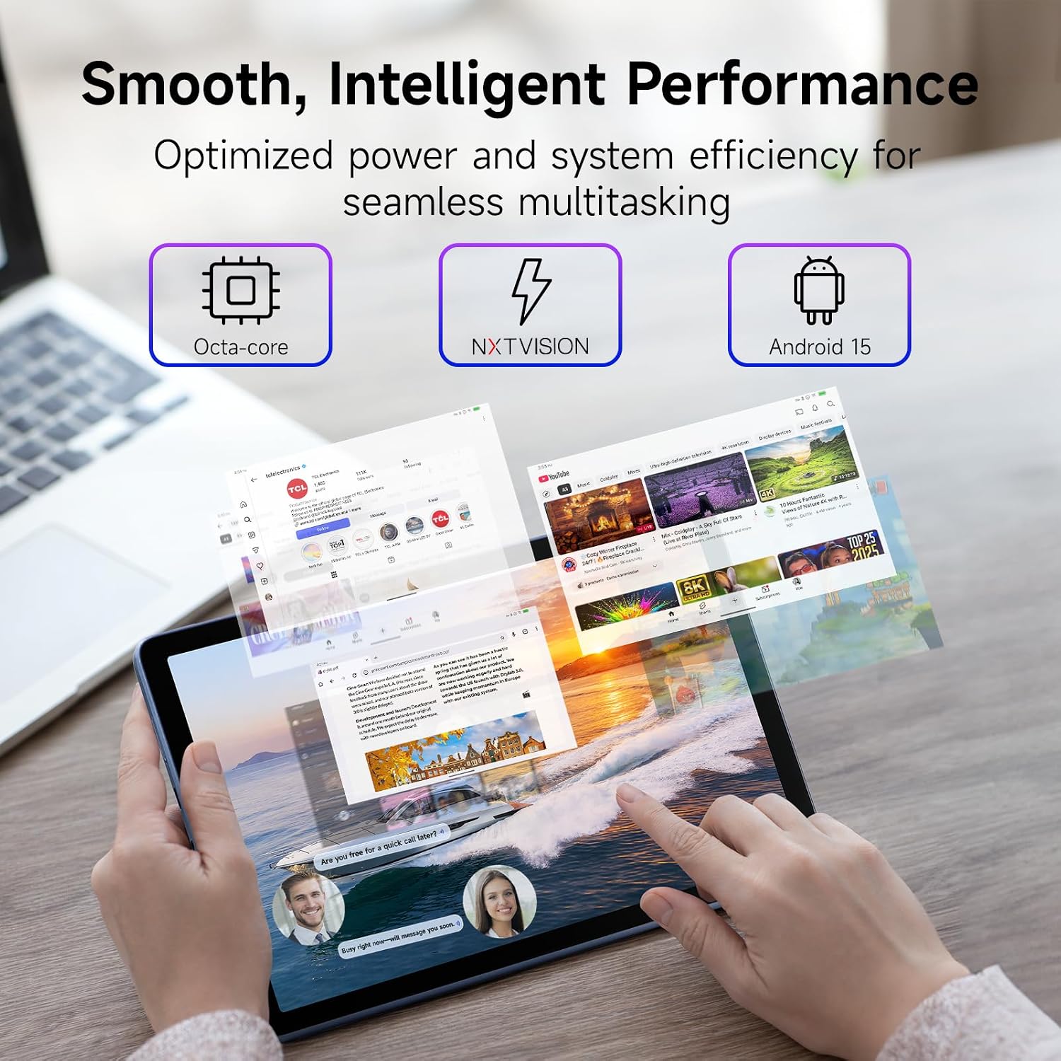 TCL TAB 10 Gen 4 Android Tablet, 10.1' FHD IPS Display, Octa-Core CPU, 12GB RAM (4GB+8GB), 128GB Storage, 6000mAh Battery, Android 15, Wi-Fi, Metal Body, Tablet for Students, Young Adults & Families