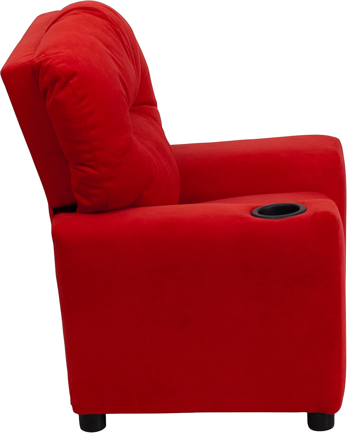 Flash Furniture Chandler Microfiber Kids Recliner with Cup Holder and Safety Recline, Contemporary Reclining Chair for Kids, Supports up to 90 lbs., Red