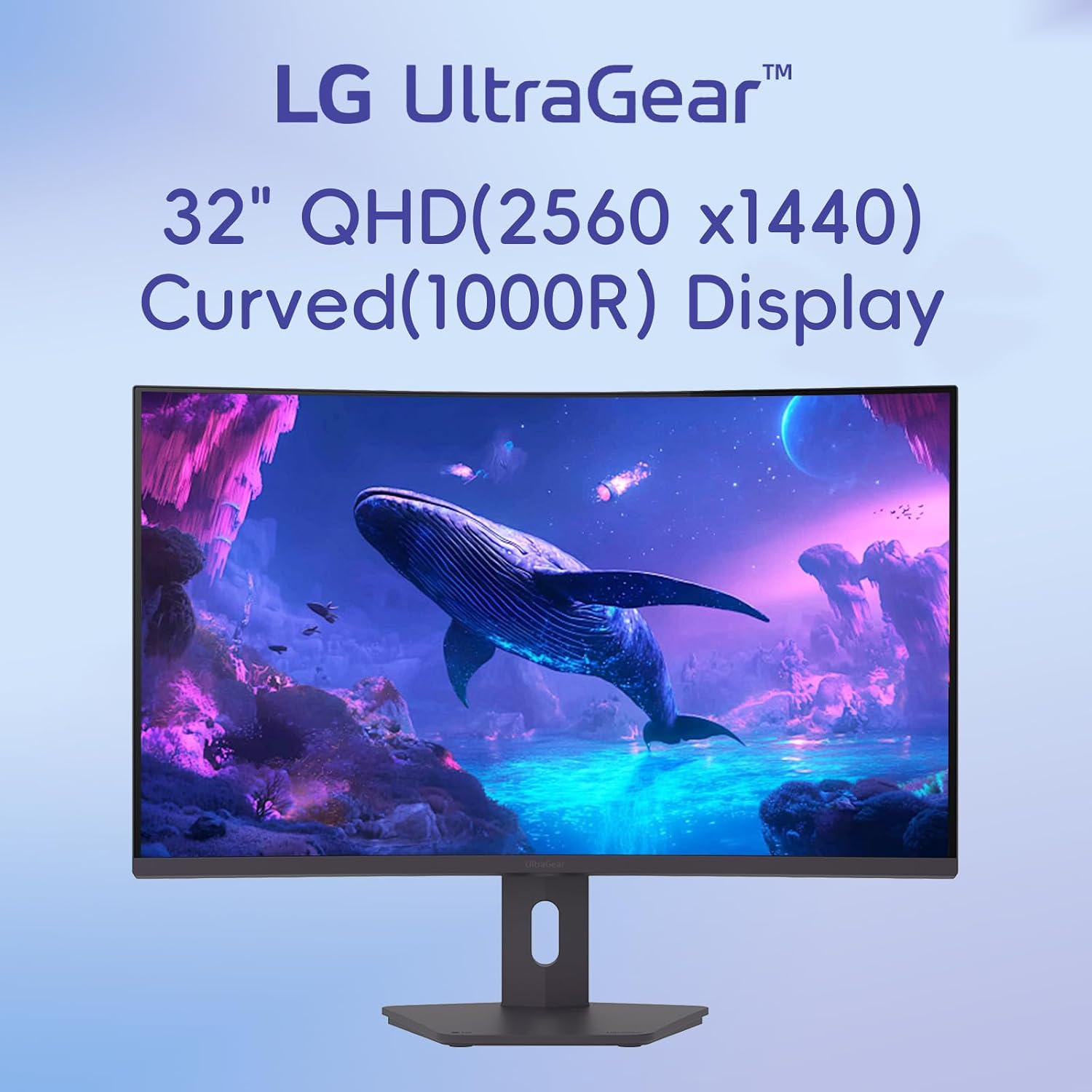 LG 32' Ultragear Curved Gaming Monitor, QHD, VA Panel, 180Hz, 1ms GtG, AMD FreeSync Compatible, HDR10, sRGB 99% Color, HDMI, DisplayPort, Height/Tilt/Swivel Adjustable Stand, Black