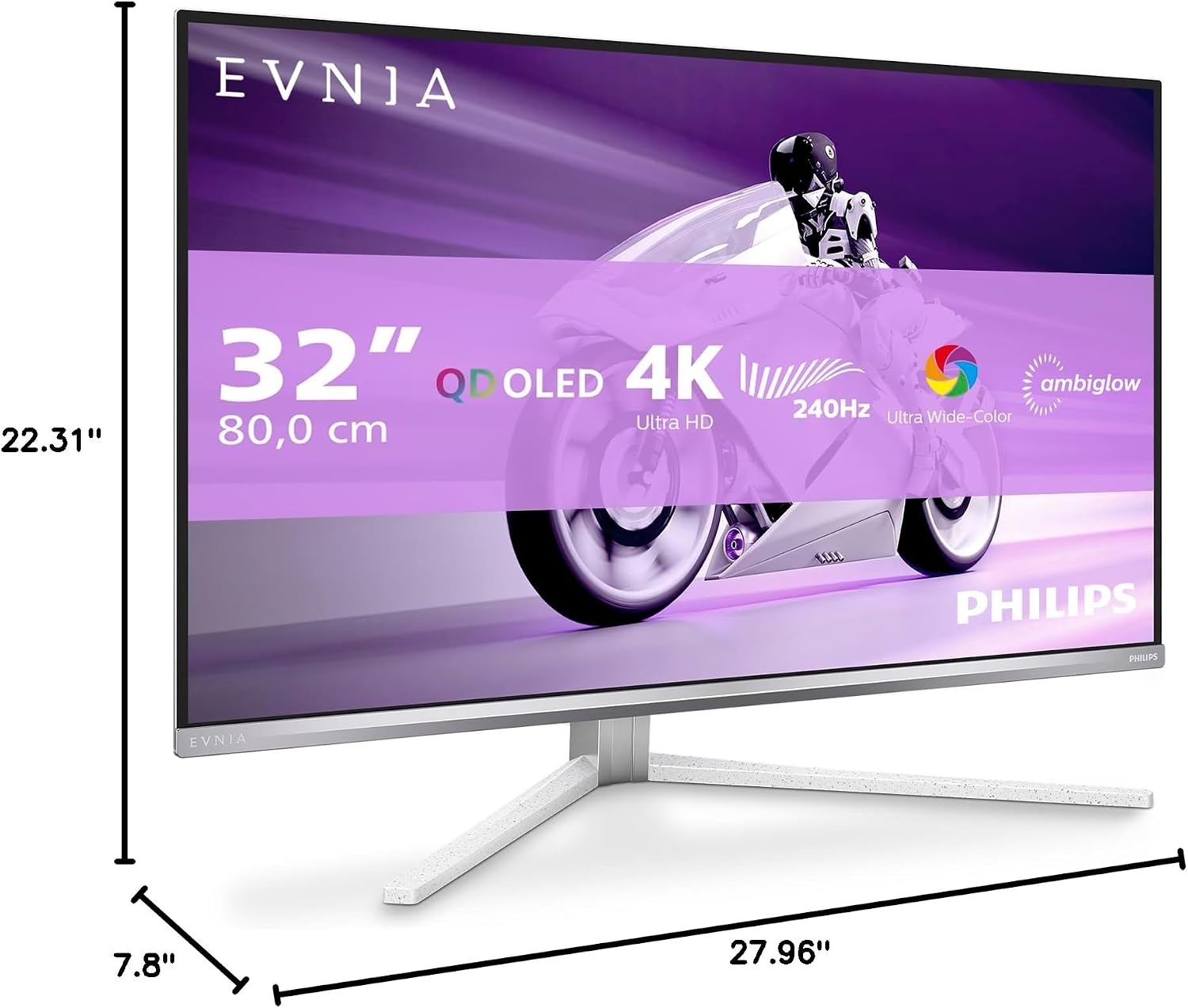Philips M2N8900/00 Computer Monitor 86.4 Cm (34') 3440 X 1440, W128924222 (86.4 Cm (34) 3440 X 1440 Pixels Wide Quad Hd OLED White)