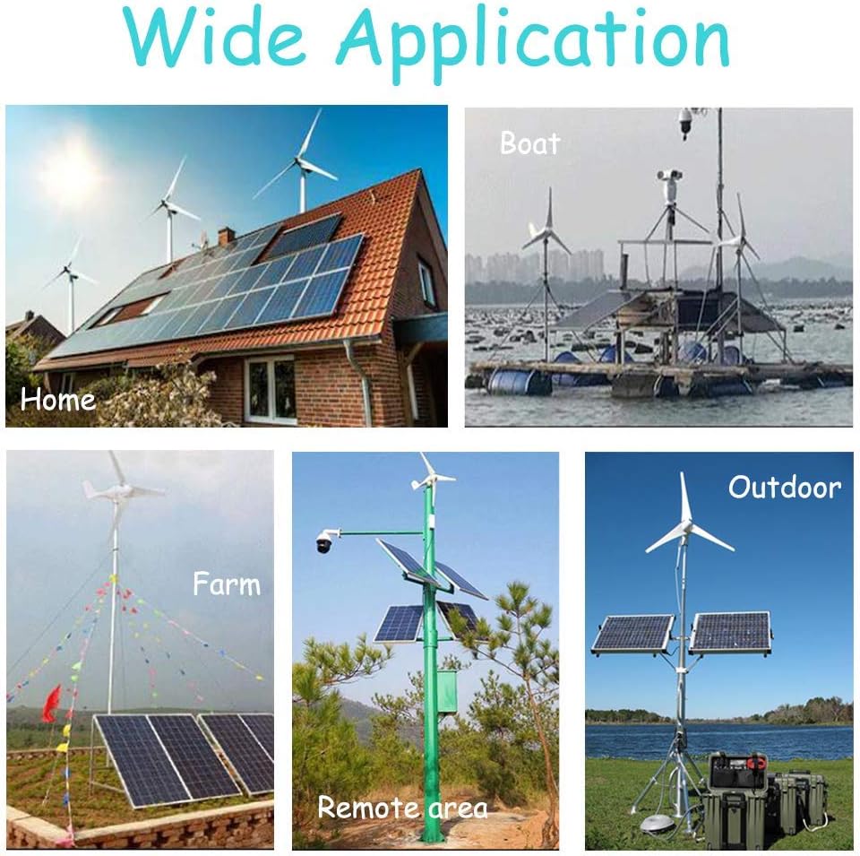 1000W Solar Panel Kit with 400W Wind Turbine Generator + 5pcs 120W Mono Solar Panel + 3000W 12V to 120V Power Inverter + Hybrid Charge Controller for 12V Battery Charge