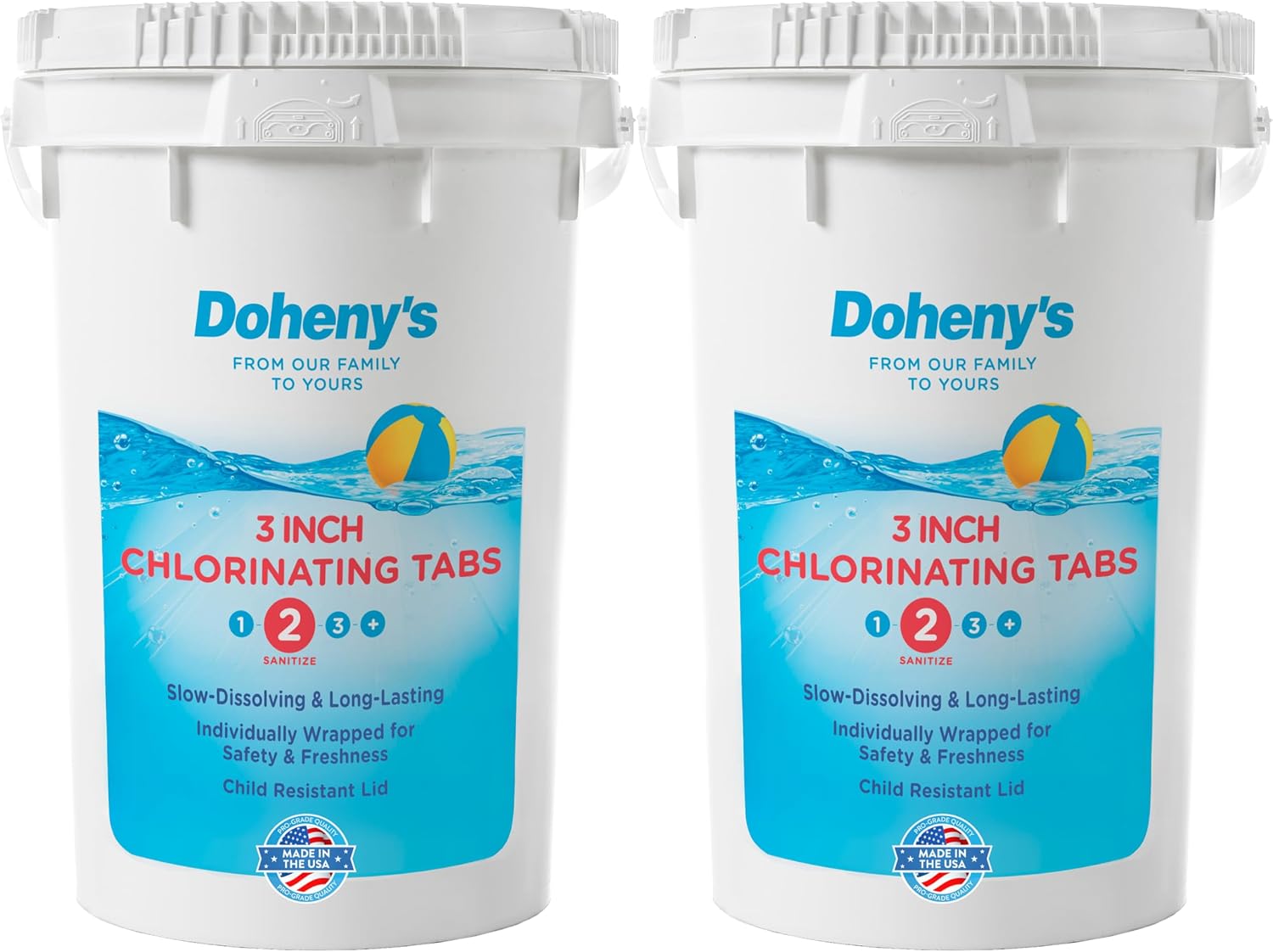Doheny's 3-Inch Stabilized Chlorine Tablets for Sanitizing Swimming Pools | 99% Pure Tri-Chlor, 90% Available Chlorine | Long-Lasting, UV-Protected, Slow-Dissolving | Individually Wrapped 100lb Bucket