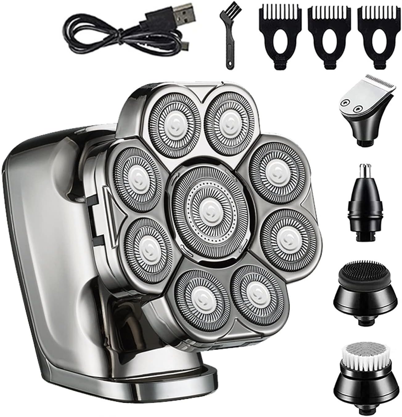 Electric Razor for Men, 9D Shaver for Bald Men 6-in-1 with Nose/Body Trimmer Floating Head Electric Shaver Wet/Dry LED Display Mens Grooming Kit