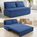 Mjkone 64' Width Queen Size Sleeper Sofa Bed, 2-in-1 Modern Convertible Linen Sofa Sleeper Pull Out Couch Bed with Cushions & Throw Pillows for Living Room Home Office Small Place, Blue