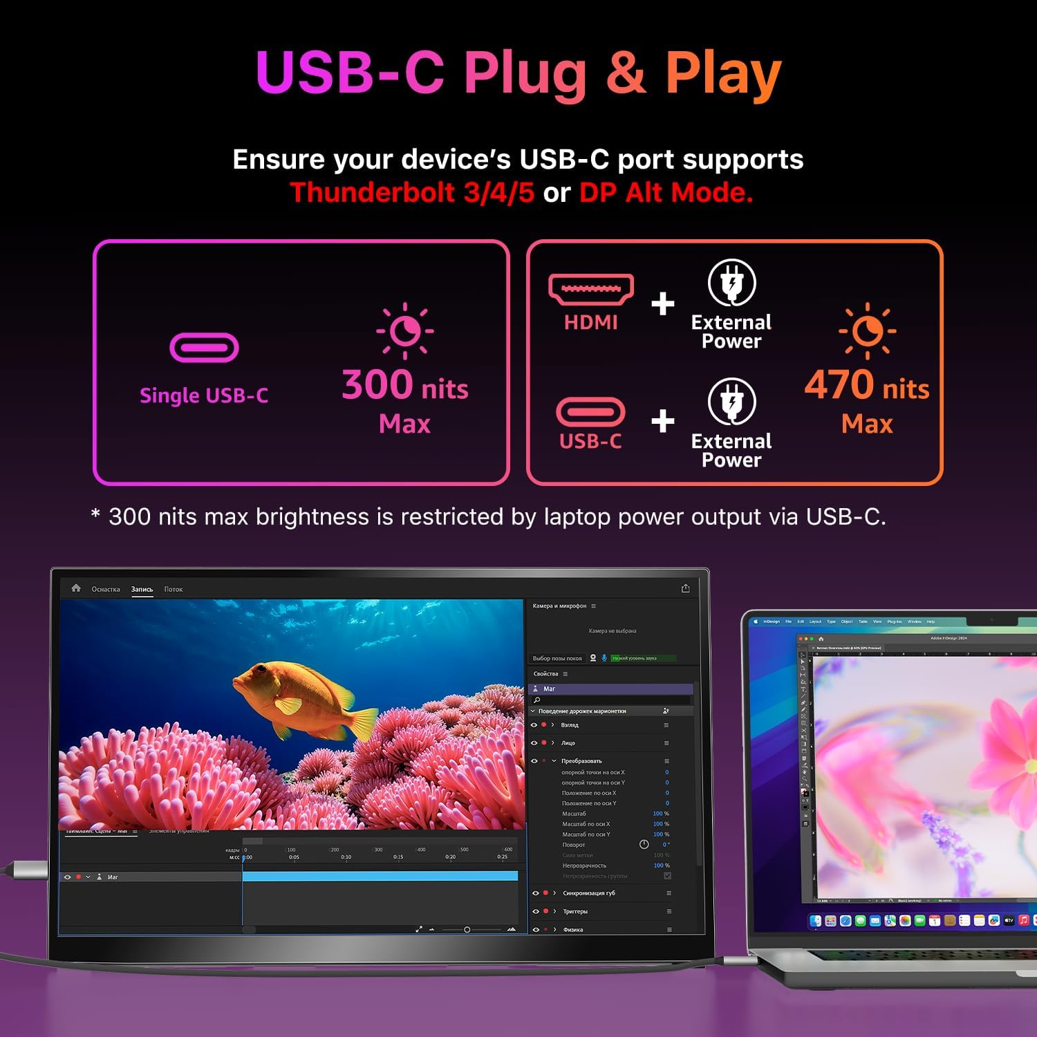 kksmart Portable Monitor for Laptop MacBook Surface PC Xbox PS5, Travel Monitor Second Screen for Laptop, HDMI USB-C VESA Compatible Built-in Speaker, 18.5inch