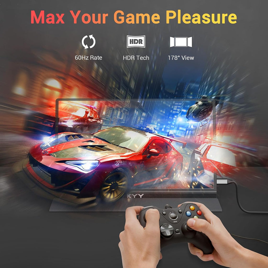 KYY Portable Screen 15.6inch FHD 1080P Laptop Monitor USB C HDMI Gaming Ultra-Slim IPS Display w/Smart Cover & Speakers, External for Laptop PC Phone Mac Xbox PS5/PS4