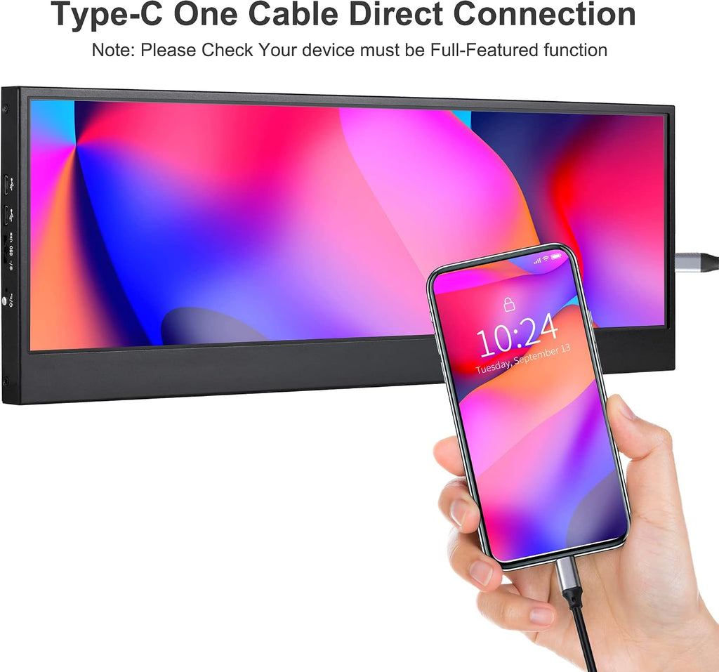 wisecoco 14'' 4K UHD IPS 3840x1100 Stretched Bar Touch Screen Display Monitor for Laptop Computer PC Speed Temperature Windows Aida64 CPU GPU HDMI Secondary Monitor for Music Media Timeline Editing