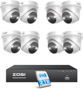 ZOSI 8CH 4K HD PoE Security Camera System with 2TB Hard Drive, 8CH 8MP NVR with 8 x 4K Dome Surveillance Cameras, Person Vehicle Detection, 2 Way Audio, Color Night Vision, for 24/7 Recording