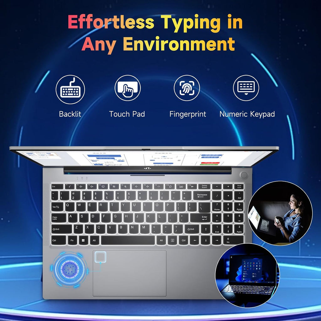 NIMO 15.6' FHD-Business-Laptop, 16GB RAM 512GB SSD AMD Ryzen 5 3500U Processor (Max 3.7GHz) 65W USB-C Fast Charging Fingerprint Backlit Keyboard BT5.2 Windows 11 Office Study Laptop, 2 Years Warranty