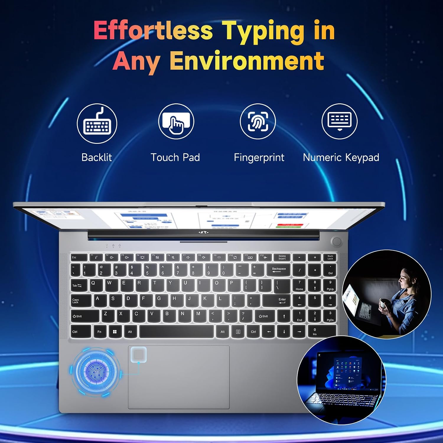 NIMO 15.6' FHD-Business-Laptop, 16GB RAM 512GB SSD AMD Ryzen 5 3500U Processor (Max 3.7GHz) 65W USB-C Fast Charging Fingerprint Backlit Keyboard BT5.2 Windows 11 Office Study Laptop, 2 Years Warranty
