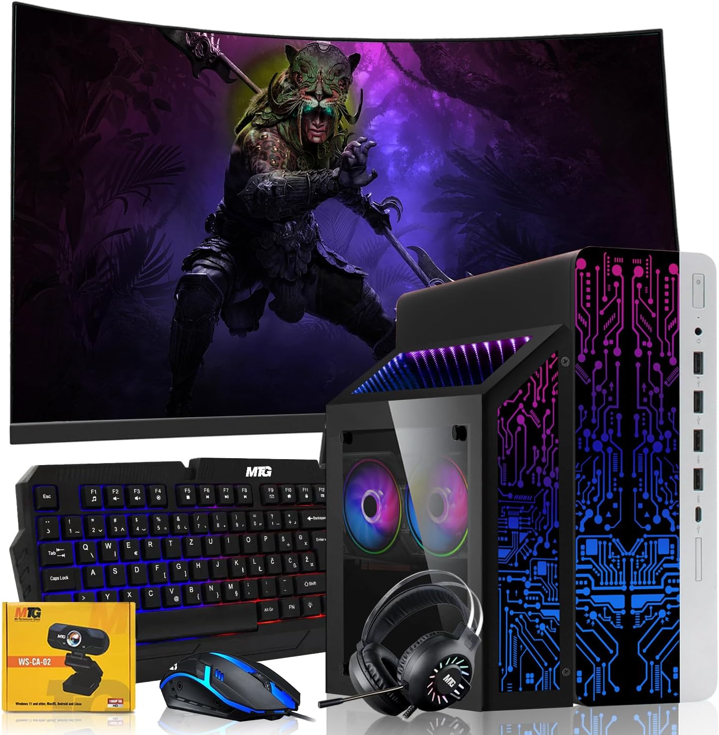 HP G3 Gaming Desktop PC Bundle with Core i7 32GB RAM 1TB SSD 27 inch Curved Monitor RTX 1660s Graphics RGB Keyboard with AI-Enabled Copilot Key Mouse Headphones Webcam Windows 11(Renewed)