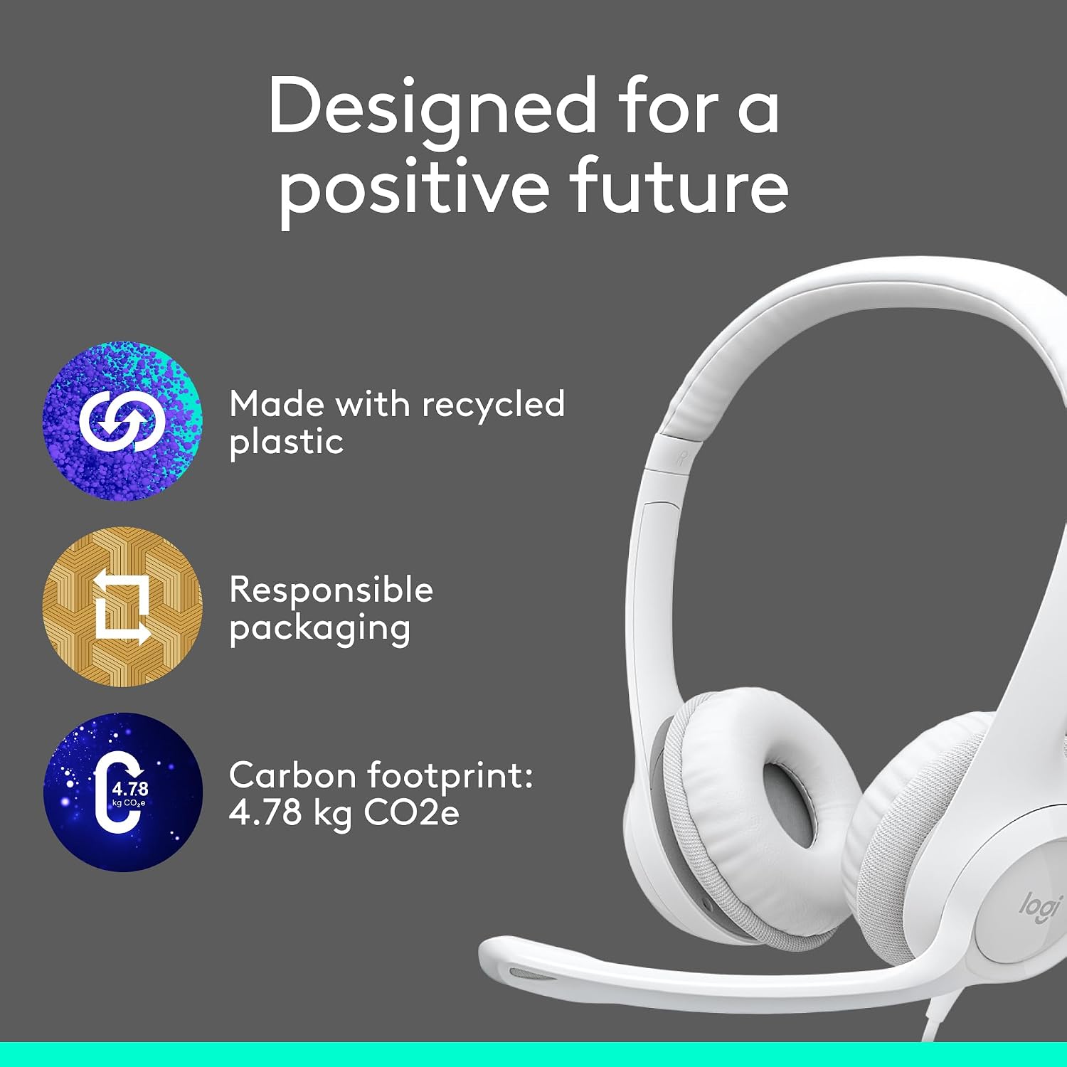 Logitech H390 Gaming Headphones, Wired Headphones with Mic, USB Headset with Microphone for PC, Noise Cancelling Microphone for Video Meetings, Music, Gaming - Off White Total Count 48, Pack of 4