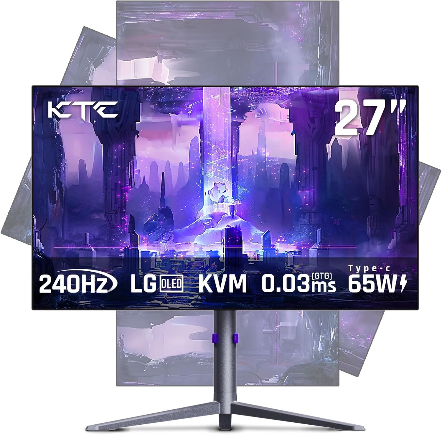 KTC 27 OLED Monitor - 1440p 240hz Monitor 0.03ms GTG, Type-C 65W, Built-in Speakers, 1.5M:1 Contrast Ratio, 136% sRGB, DisplayPort1.4, HDMI2.0,USB-C 3.0, Vesa, PC Moniter (Renewed)