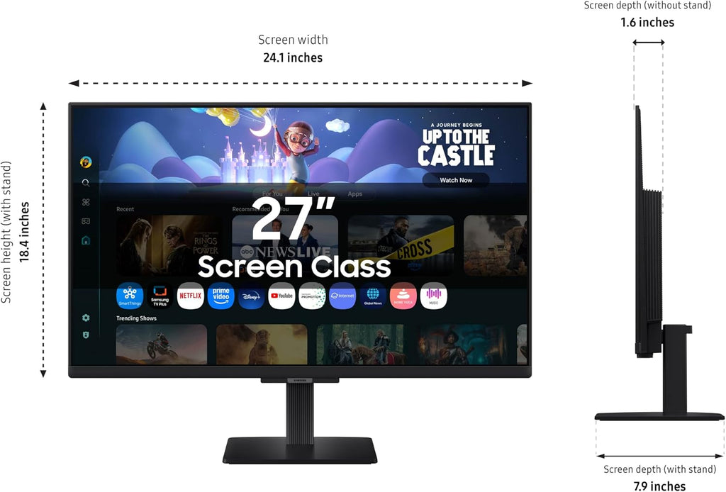 Samsung 27-Inch M5 (M50F) Series FHD Smart Monitor with Streaming TV, Speakers, HDR10, Gaming Hub, Workout Tracker, Vision Accessibility Tools, Black, LS27FM502ENXZA (Renewed)