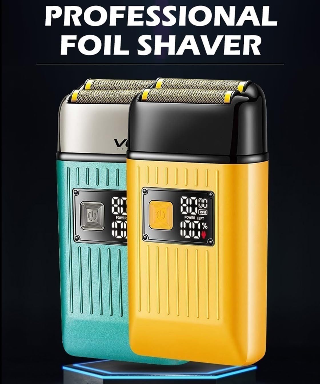 Head Shavers for Bald Men, Electric Shaver Professional Razor Beard Trimmer Shaving Machine Waterproof Rechargeable Foil Shaver for Bald Beard VGR V-357 (Color : Blue with Box)