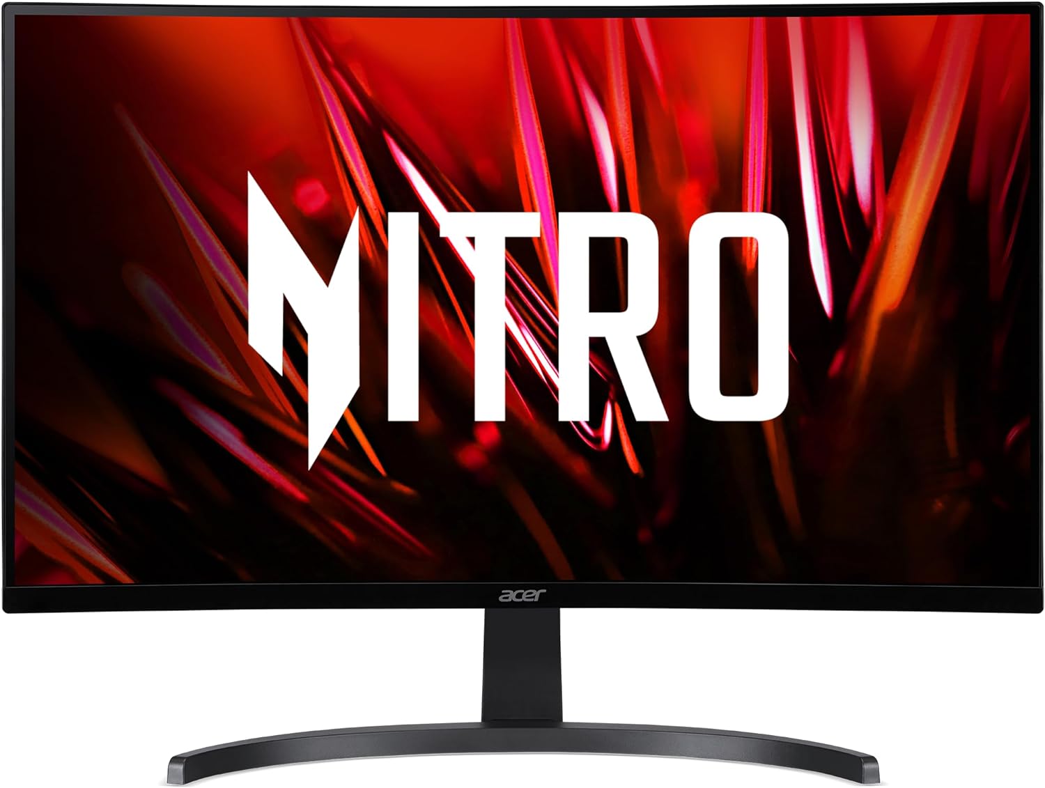 Acer Nitro 27' WQHD 2560 x 1440 1500R Curved PC Gaming Monitor | 100Hz Refresh | 1ms VRB | Speakers | VESA Mountable | 1 x Display Port 1.2, 1 x HDMI 2.0 & 1 x HDMI 1.4 | ED273U Hbmiipx (Renewed)