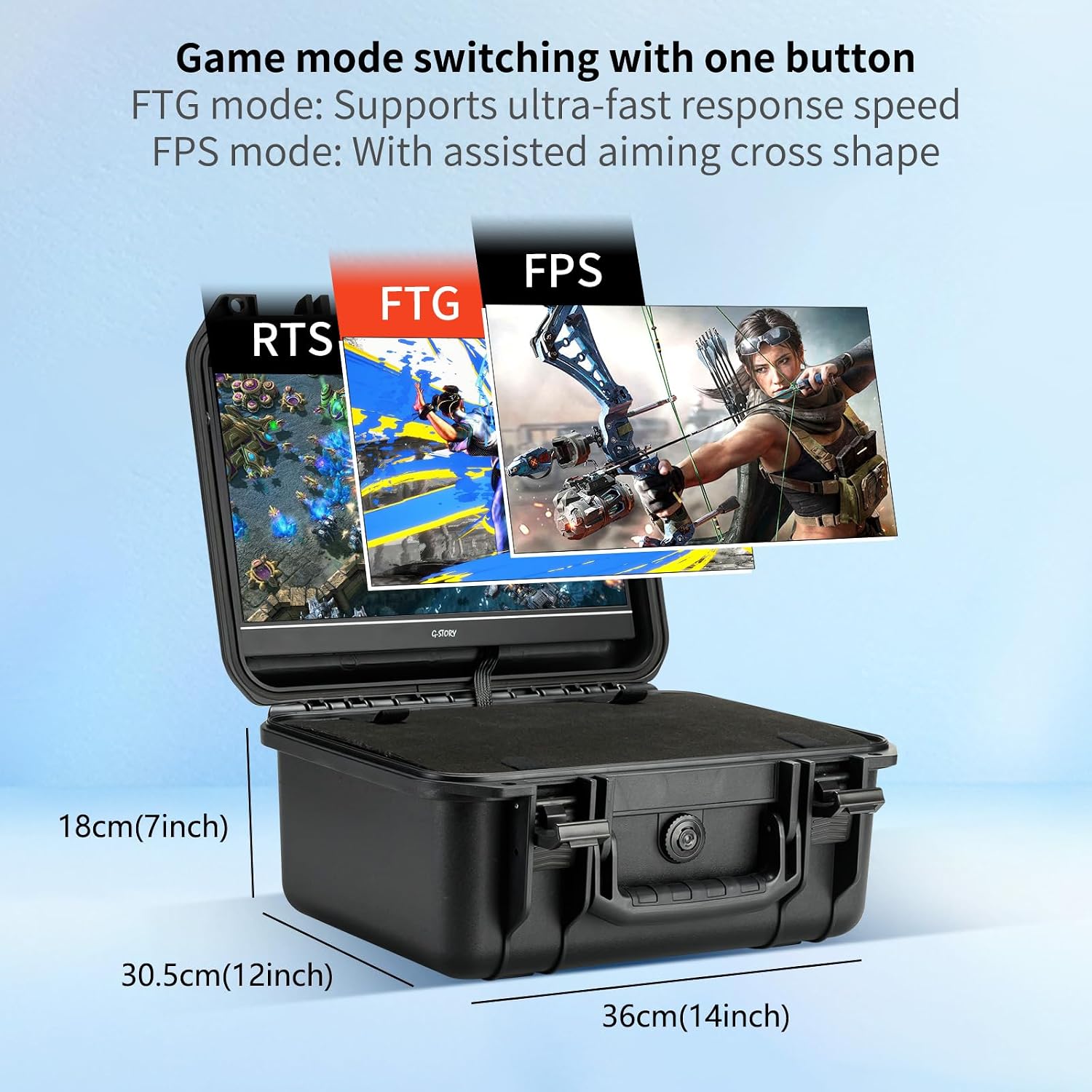 G-STORY 14'' Portable Monitor Case for Switch 2,4K&60Hz or 1080P&120Hz Portable Gaming Monitor IPS Screen HDMI Shock-Resistant Travel carrying Bag Game Mode,Travel Monitor fo Switch2(no Included)