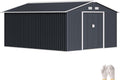 Outsunny 11' x 13' Outdoor Storage Shed, Garden Tool Metal Shed with Foundation Kit, Double Lockable Door, Air Vents and Sloping Roof, for Backyard, Patio, Lawn, Dark Gray
