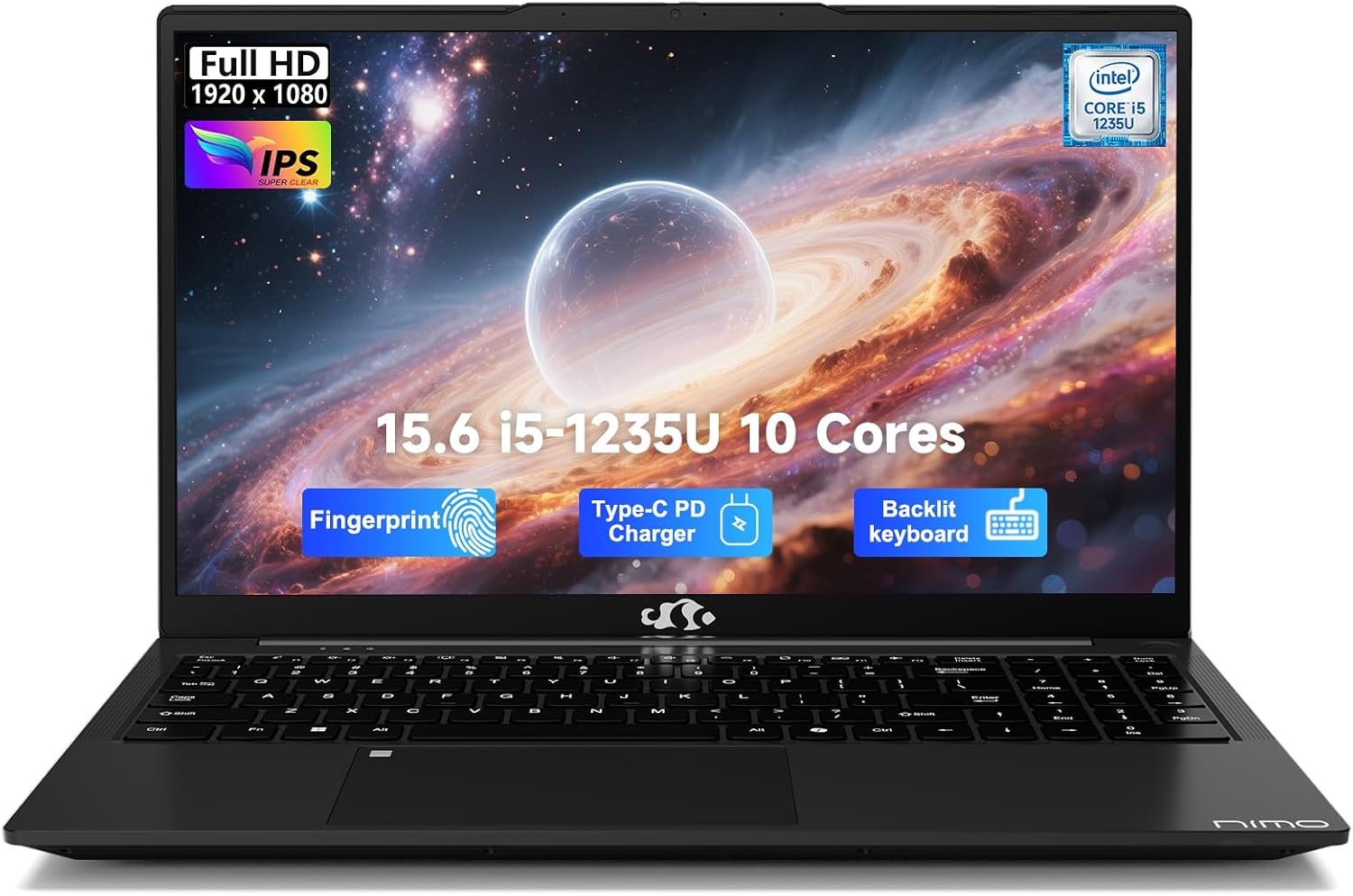 NIMO 15.6' FHD lPS-Business-Laptop, 10 Cores Intel i5-1235U 64GB RAM 2TB SSD (Beat i7-1165G7, Up to 4.4 GHz) Computer with 100W Type-C Fingerprint Backlit Keyboard WiFi 6 BT5.2 Win 11