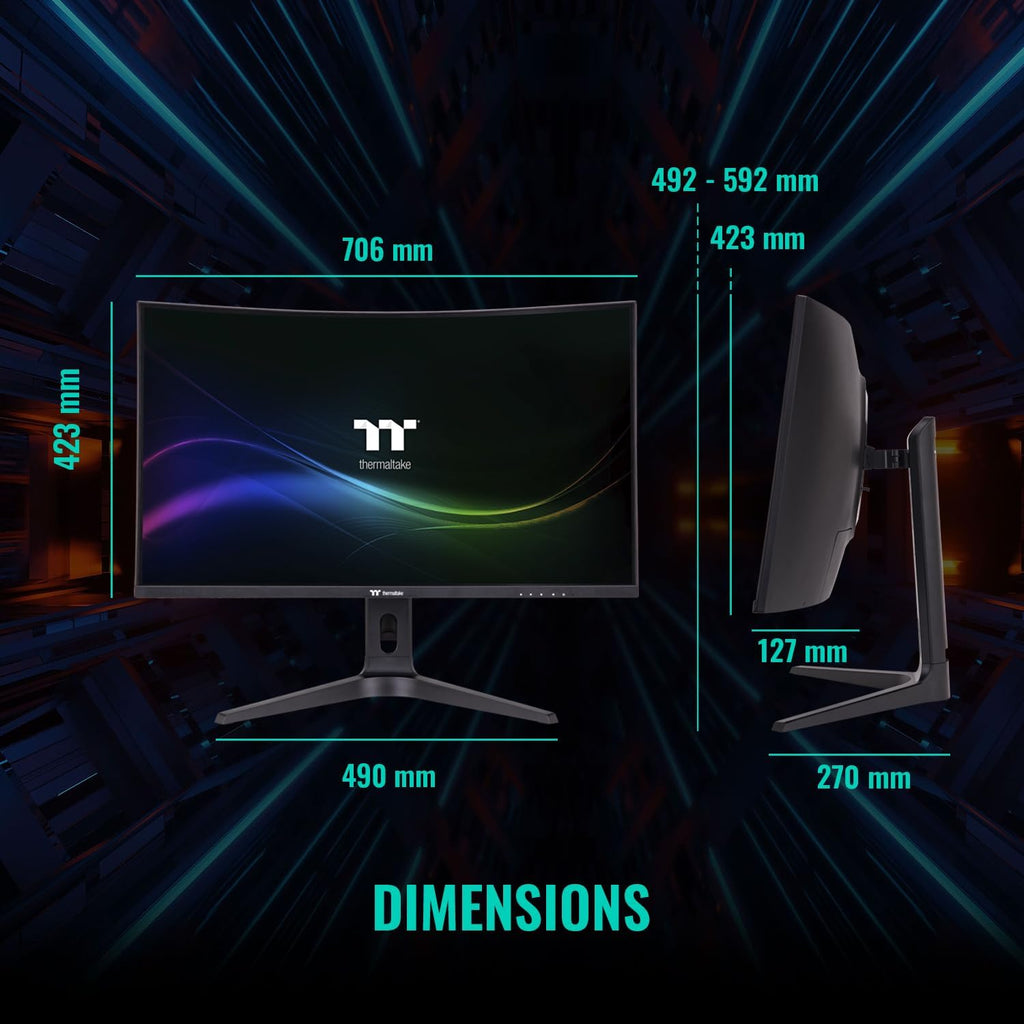 Thermaltake TGM-V32CQ Gaming Monitor/32in/CurveQHD 2K 1440P/170 Hz Refresh Rate/Black, GM-GCE-32CEQB-US