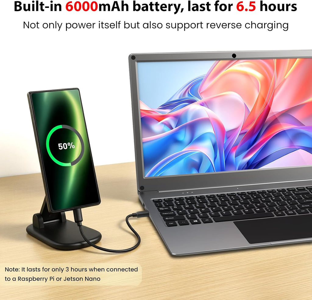 ELECROW 15.6 Inch Portable Monitor with Keyboard, Lapdock Display with Built-in Battery & RPi5 Adapter, 1080P FHD IPS USB C Computer Monitors Compatible with Raspberry Pi, PC, Phone, Mac, Game Console