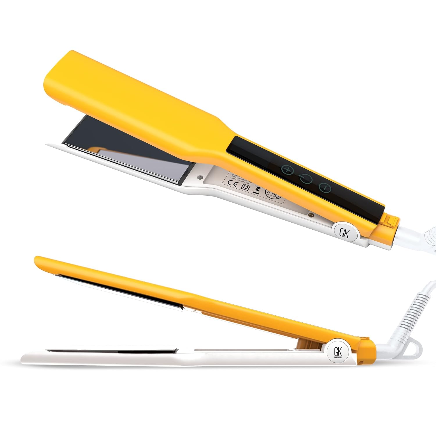 GK HAIR Global Keratin Easy Control Titanium Styling Flat Iron 360 Degree Swivel Cord Auto Shutoff Professional Straightener Digital Touch Screen Large Titanium Plates Adjust 90C-232C - All Hair Types