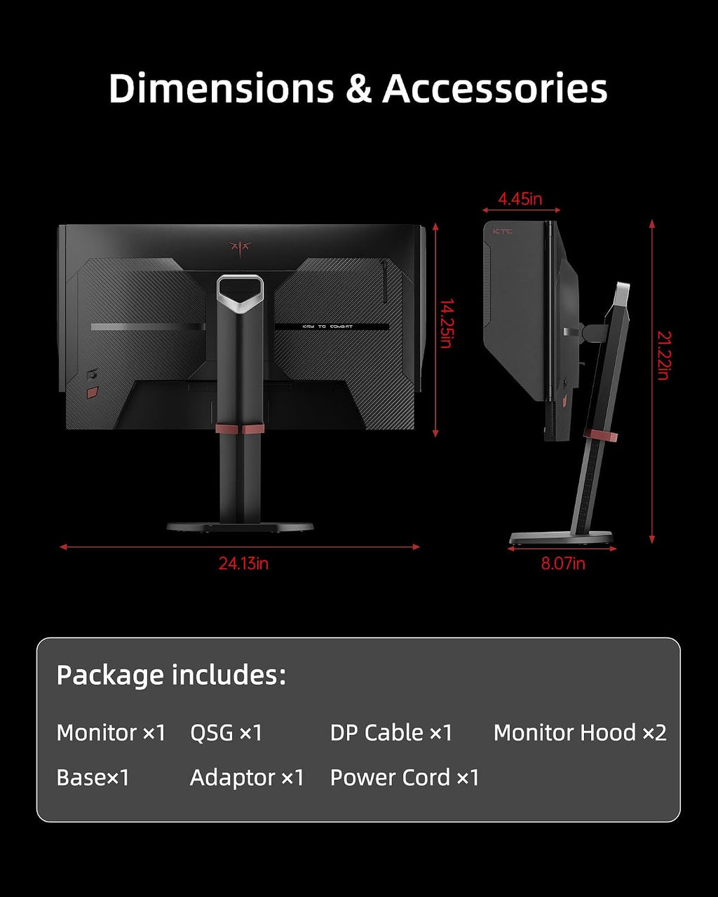 KTC 27M1 27 Inch Gaming Monitor, 1440P Monitor with Speakers Built in, 210Hz Monitors with Shielding Hood, Fast IPS, Adaptive Sync, 130%sRGB, 1MS(MPRT), VESA Mount, Tilt/Swivel/Pivot/Height Adjustment