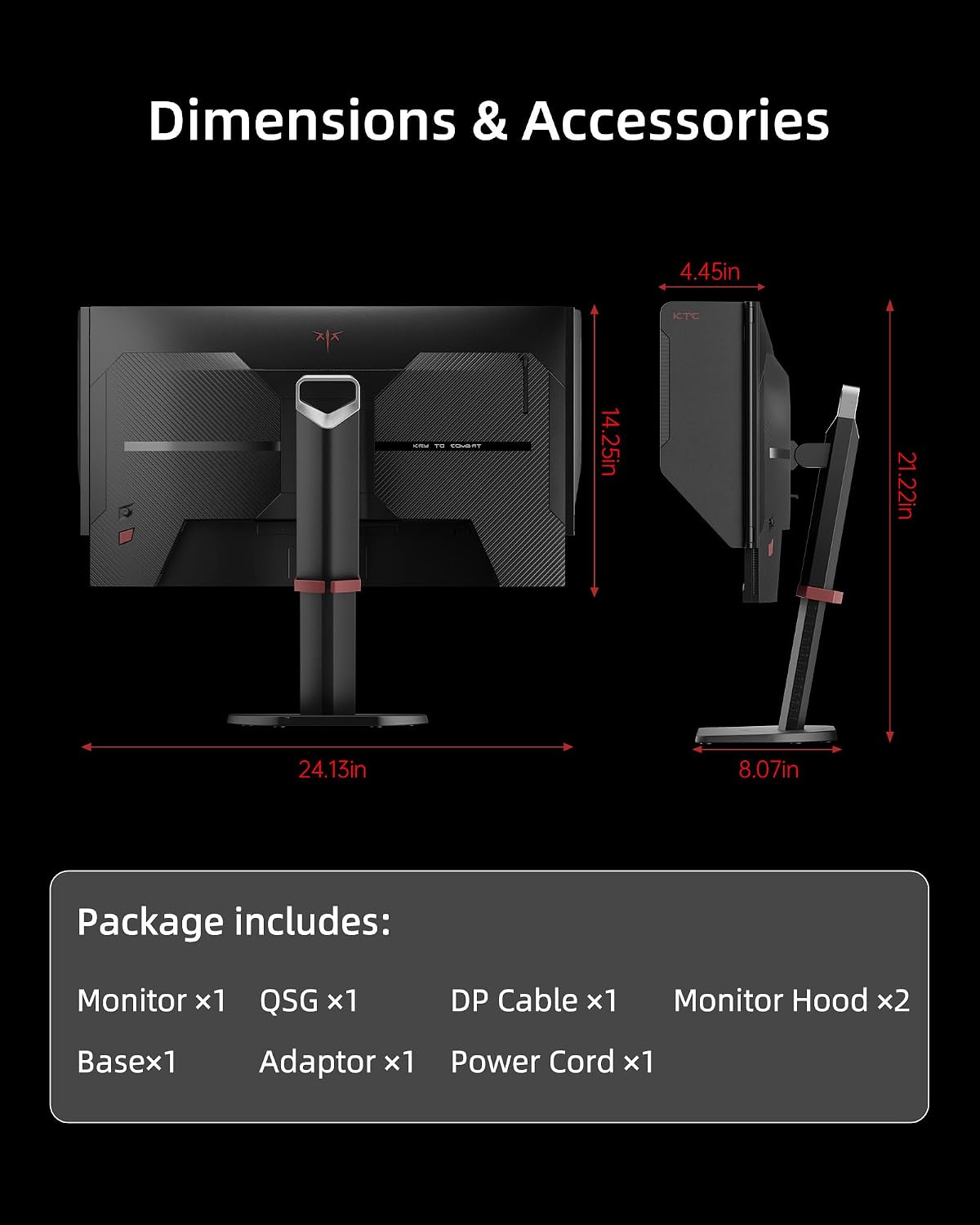 KTC 27M1 27 Inch Gaming Monitor, 1440P Monitor with Speakers Built in, 210Hz Monitors with Shielding Hood, Fast IPS, Adaptive Sync, 130%sRGB, 1MS(MPRT), VESA Mount, Tilt/Swivel/Pivot/Height Adjustment