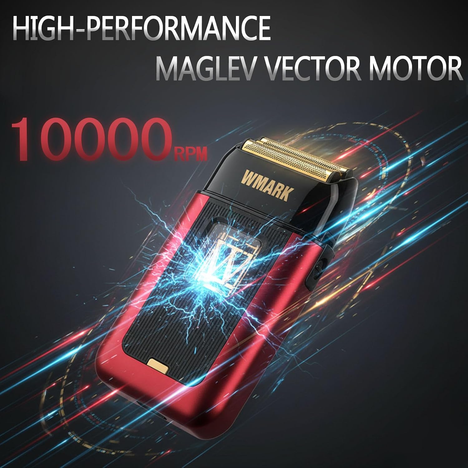 WMARK Electric Foil Shavers for Men Electric Razor for Men Beard Shaver Cordless Maglev Vector Motor 10000RPM, Stainless Steel Gold-Titanium Coating 3 Floating Blades, USB-C Rechargeable NG-XS1