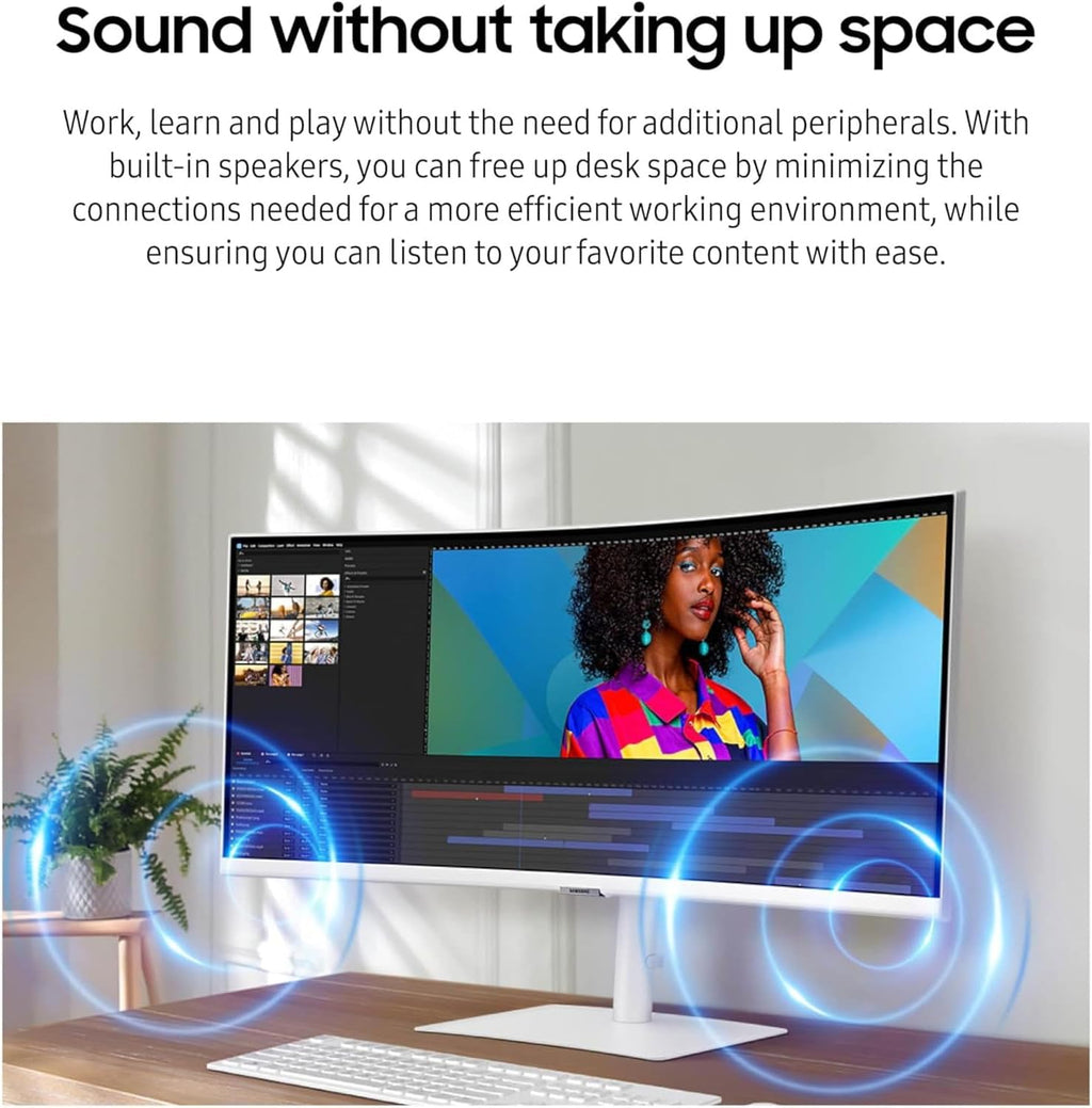 Samsung 34' ViewFinity S65TC Ultra-WQHD 100Hz AMD FreeSync HDR10 Curved Monitor Bundle with Tech Smart USA Elite Suite 18 Standard Editing Software Bundle + 2 Year CPS Enhanced Protection Pack